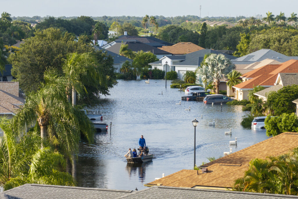 Home damaged by hurricane flooding