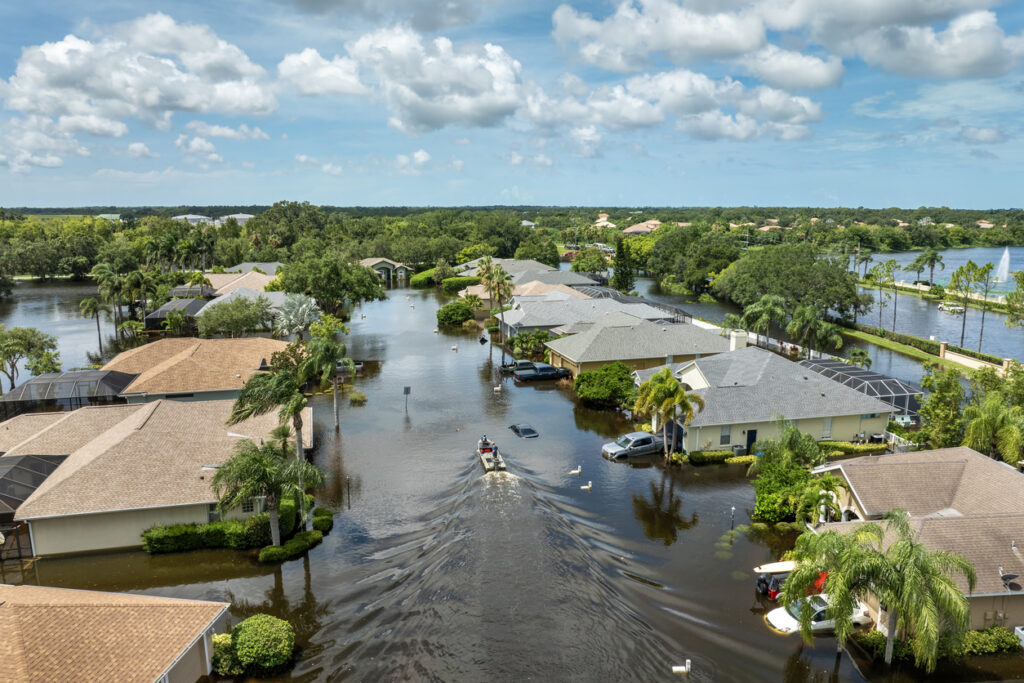 Flooded street in Florida from Hurricane